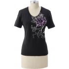 Earth Creations Short Sleeve Women's Scoop Neck Top “Lotus Flower”, Black