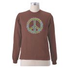 Earth Creations Long Sleeve T-Shirt "Peace World", Port, Medium