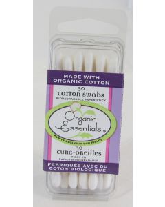 Organic Essentials Biodegradable Pure Cotton Swabs, 30 count Purse/Travel Pack