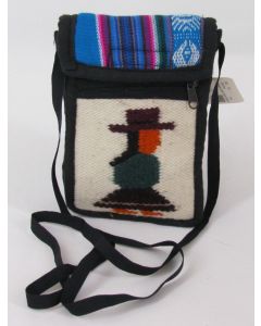Small Purse-Ecuadorean front, Blue, Pink, White back w/belt loop