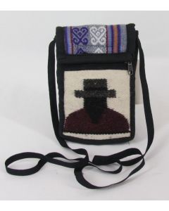 Small Purse-Ecuadorean front, Violet, Grey, White back w/belt loop