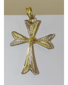 Spun Metal Cross Pendant, Silver/Gold