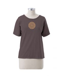 Earth Creations Short Sleeve Women's Scoop Neck Top, “Moroccan Circle”, Mud, Small