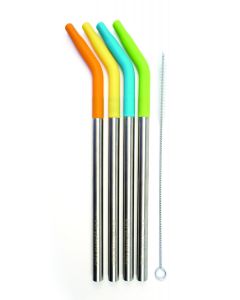 RSVP Endurance SS Straws Silicone Tip Set of 4